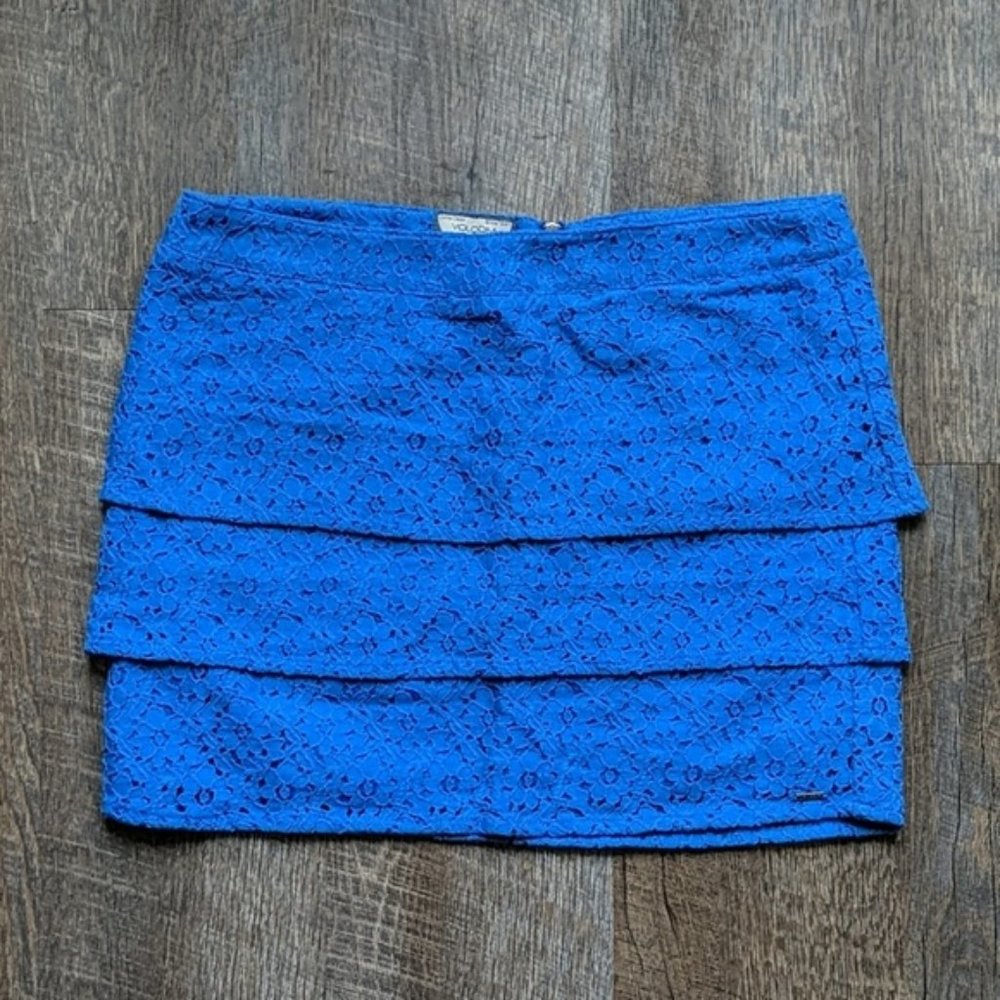 Volcom Blue Floral Lace Mini Skirt Summer